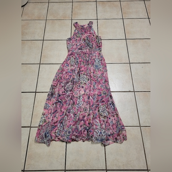 Veronica Beard Pink Floral Criss-Cross Midi Dress - Picture 2 of 5